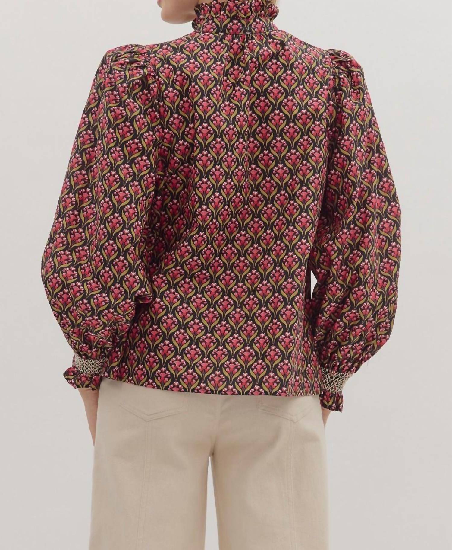 Entro - Floral Yoked Long Sleeved Top