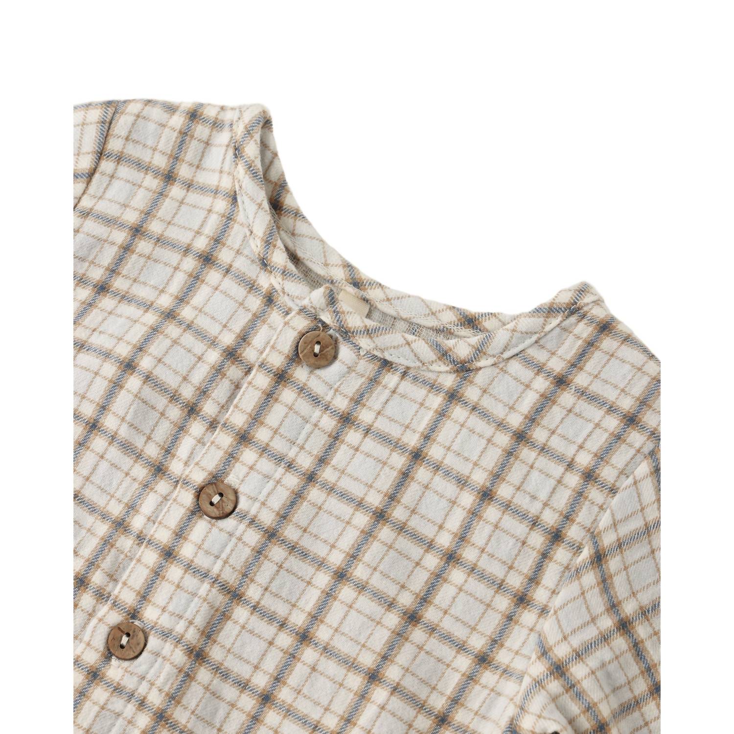 Quincy Mae Kids Pocketed Woven Jumpsuit in blue plaid - item - detail view