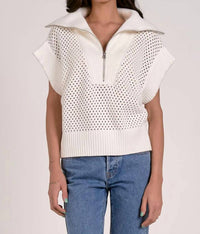 Elan - 1/4 Zip Oversized Collar Sweater