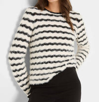 Nic + Zoe Cassidy Cozy Waves Striped Sweater in cream multi - women's sweater