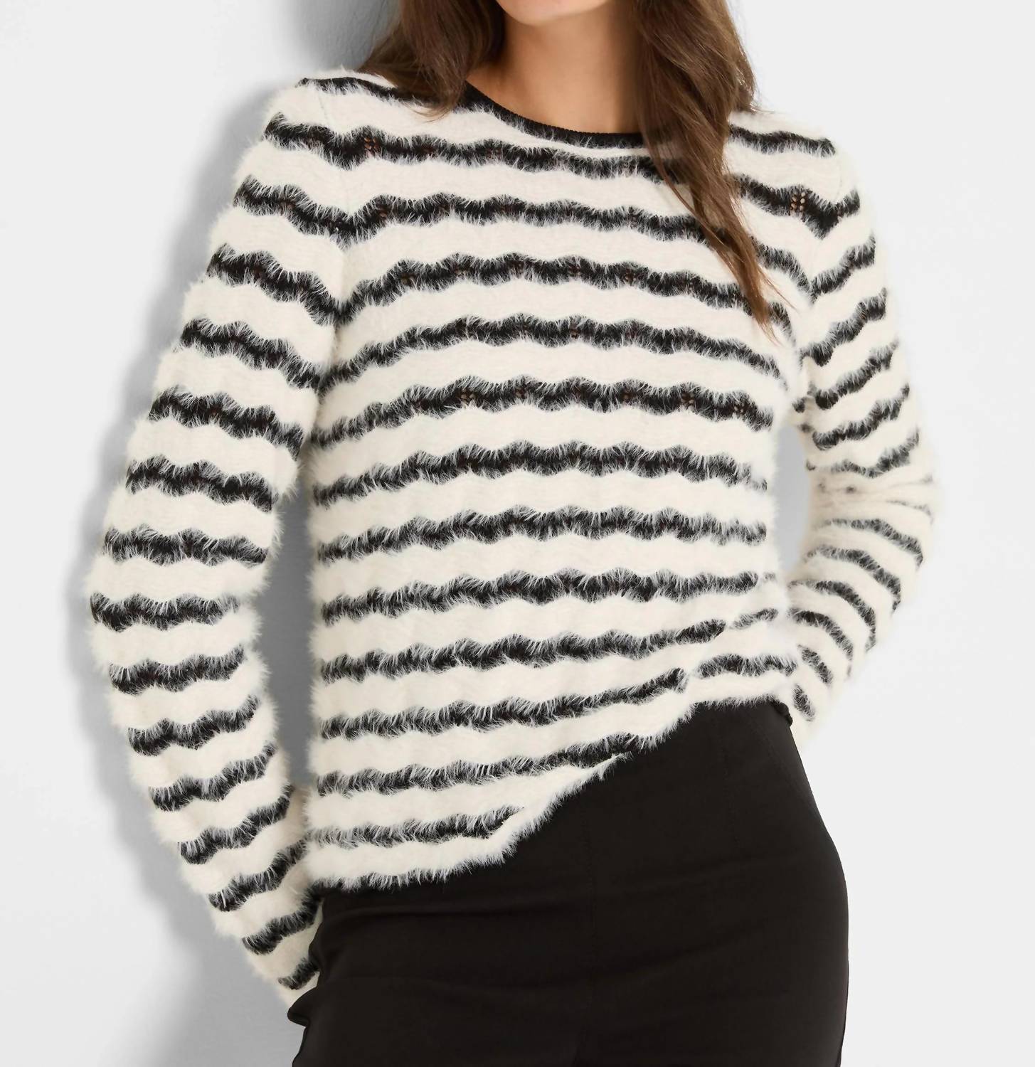 Nic + Zoe Cassidy Cozy Waves Striped Sweater in cream multi - women's sweater