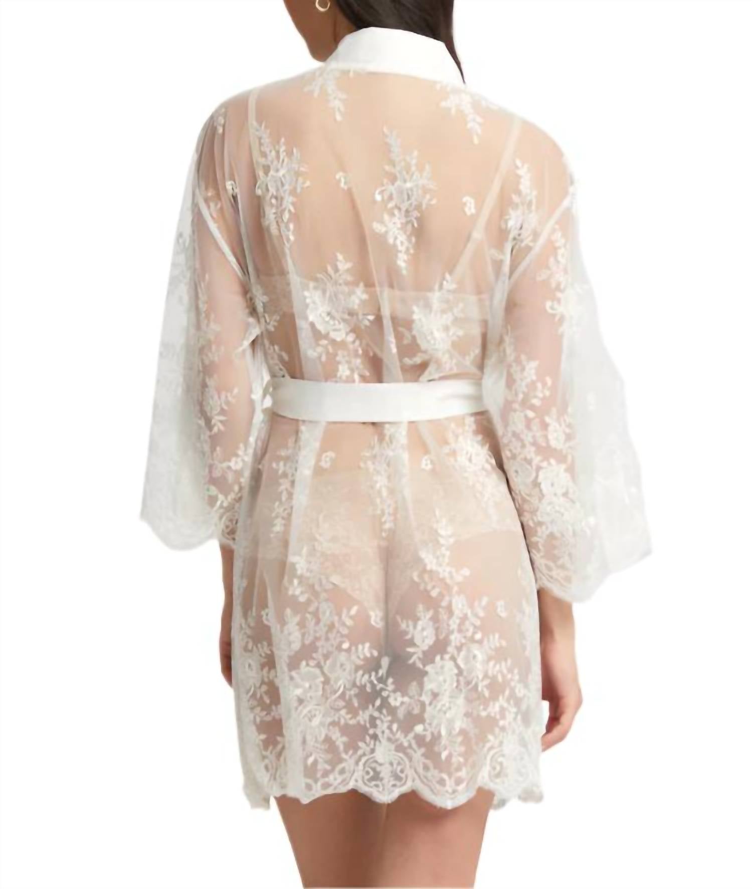 Rya Collection Darling Lace Cover Up Robe in ivory - women's intimate - detail view