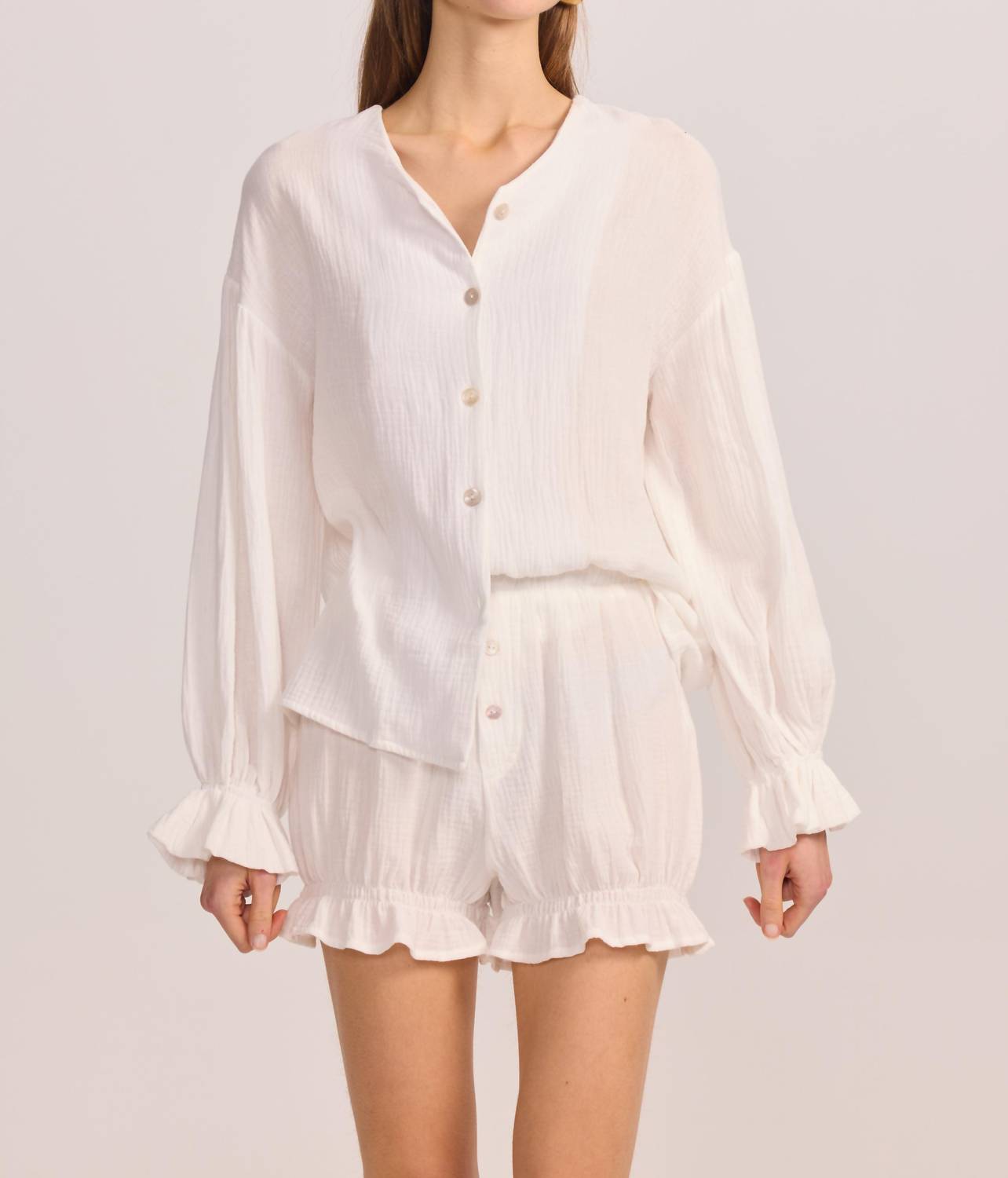 Belle D'Amour - Cotton Gauze Button Down Shirt