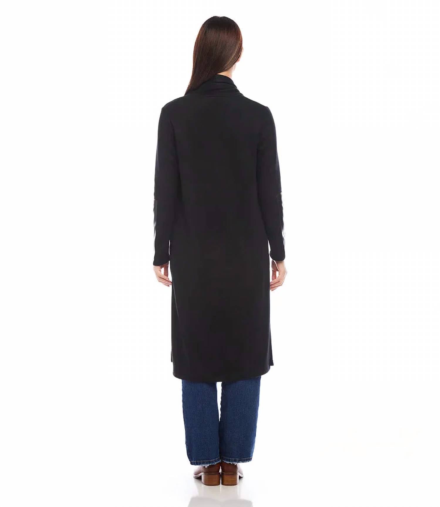 Karen Kane - Belita Faux Leather Patch Cardigan
