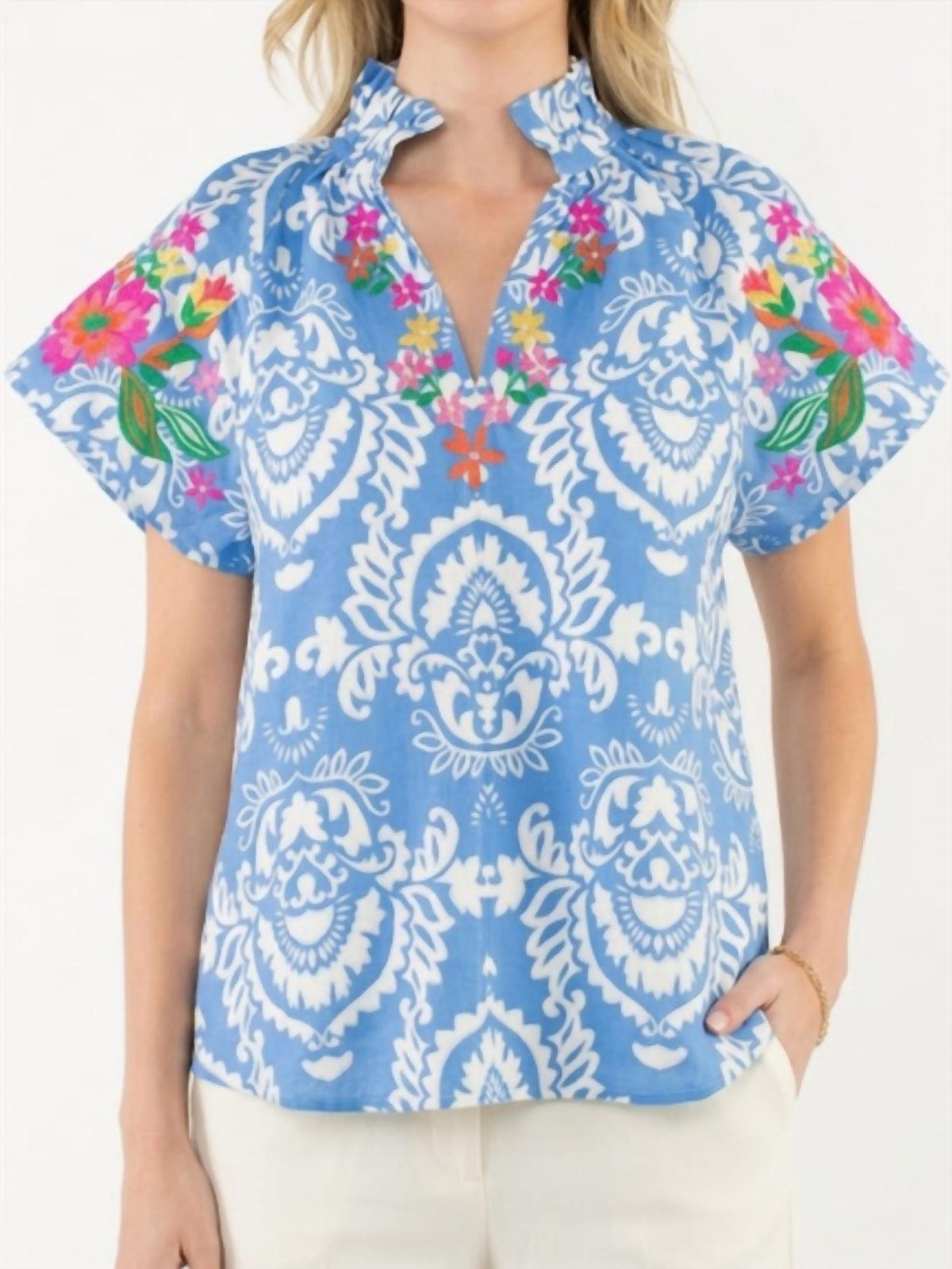 Thml - Embroidered Short Sleeve Top