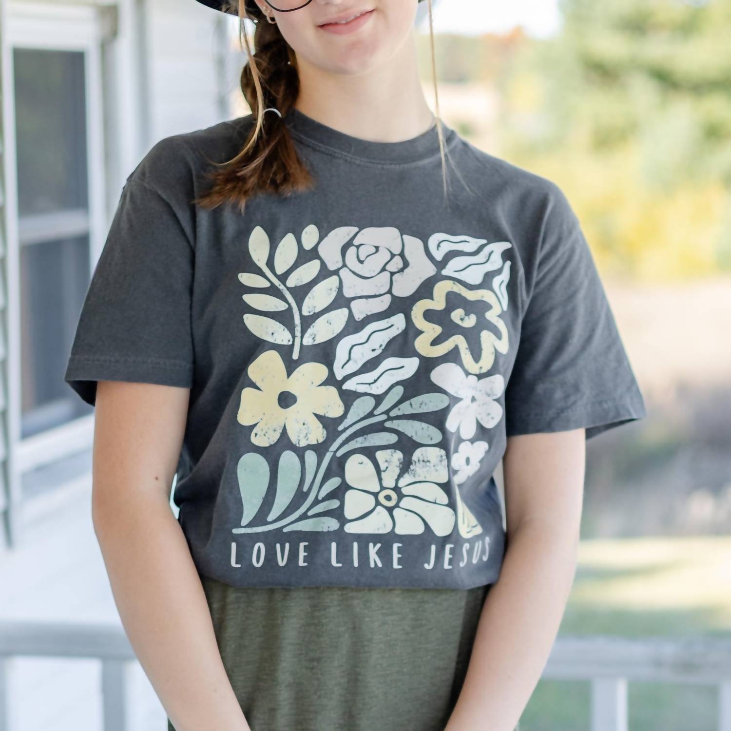 Comfort Colors Love Like Jesus Tees in multi - women's t-shirt - detail view