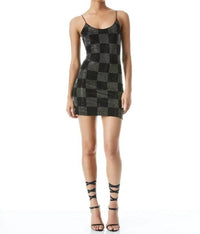 Alice + Olivia - Nelle Embellished Checkerboard Mini Dress