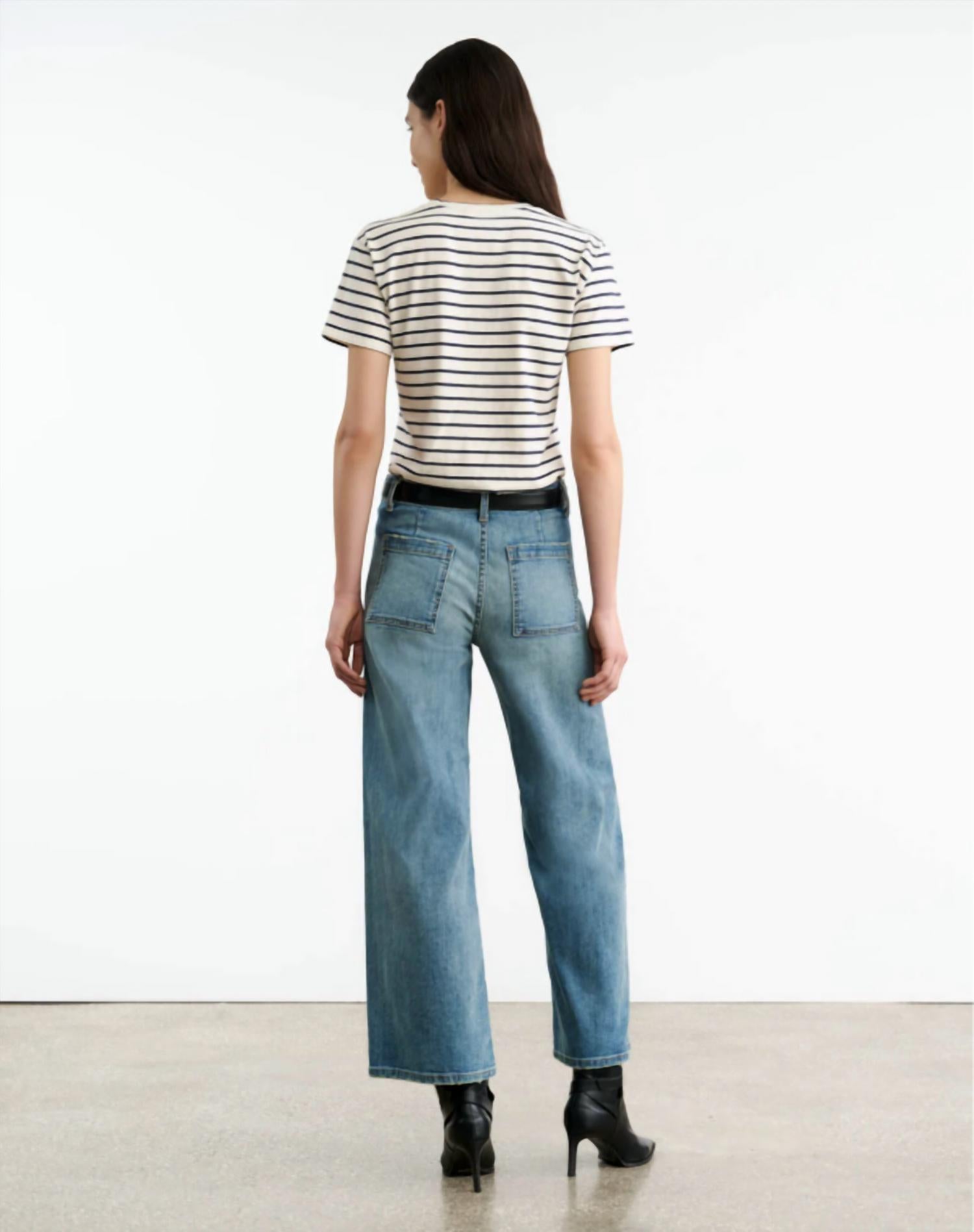 NILI LOTAN Lana Crewneck Tee in natural navy - women's t-shirt - alternate view