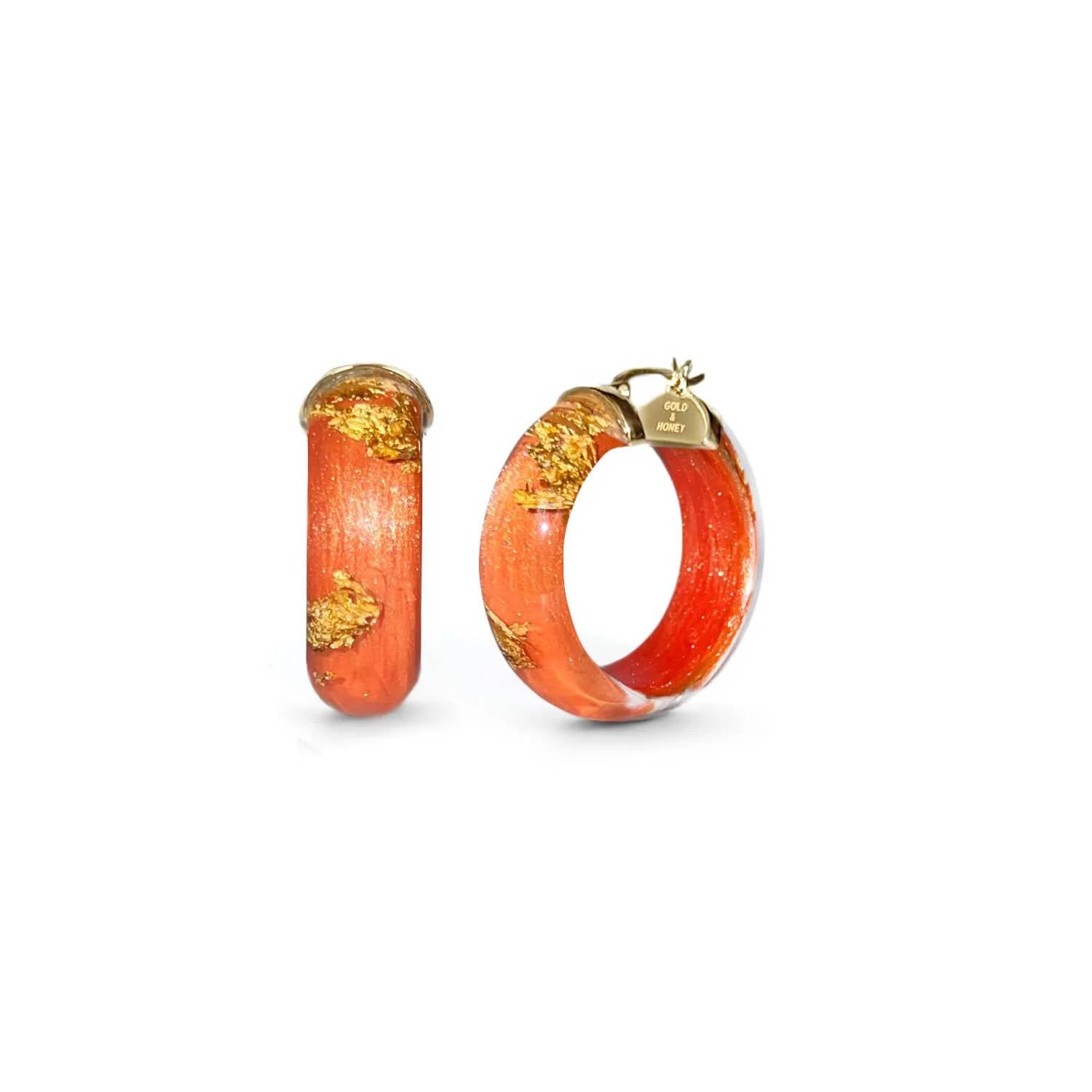 Gold & Honey - Women's Mini Lucite Hoop Earrings