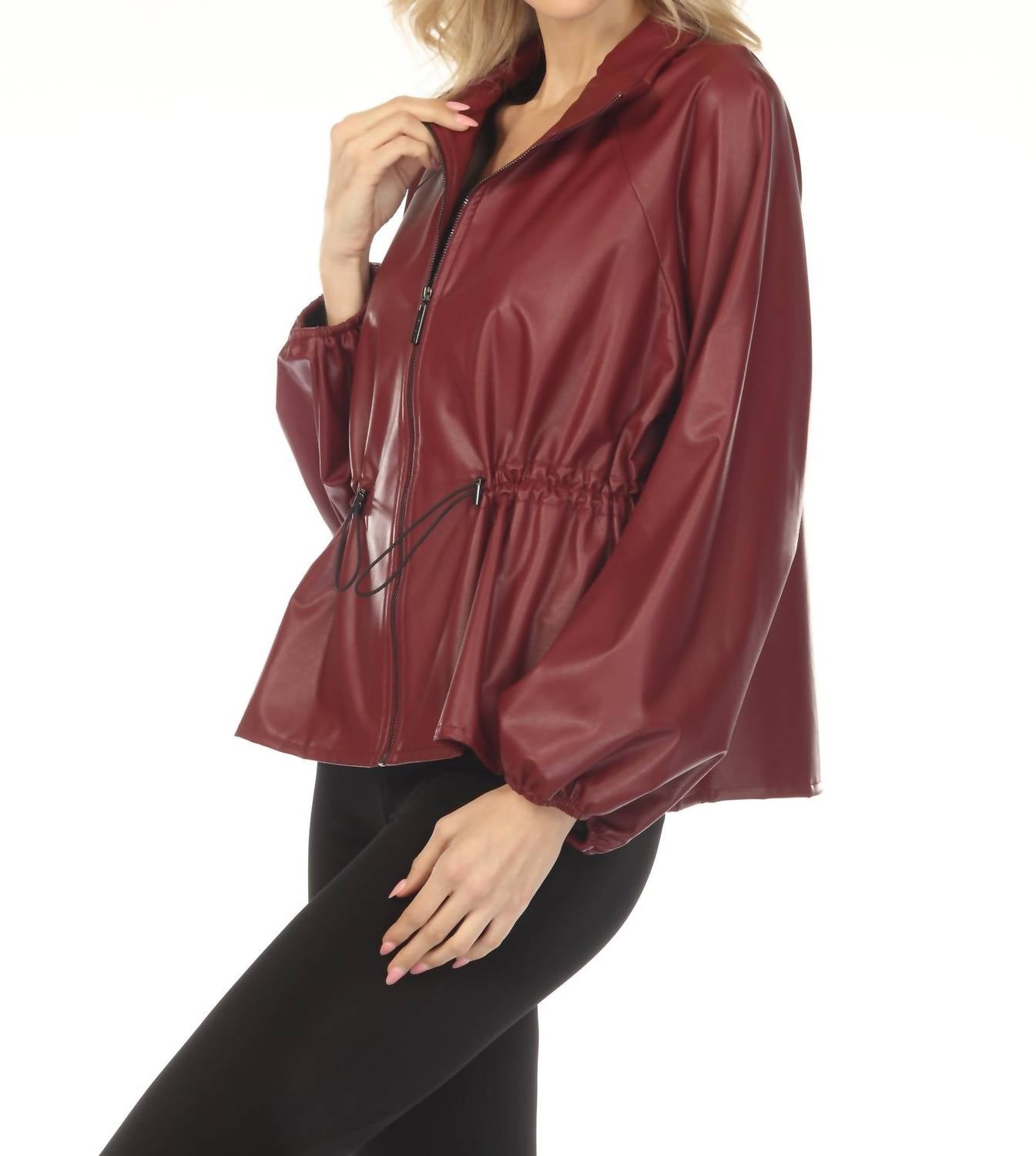 Joseph Ribkoff - Faux Leather Zip Front Jacket
