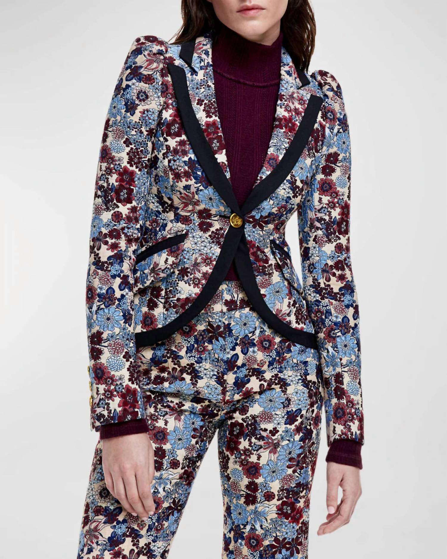 Smythe - Taped Pouf Sleeve One Button Blazer