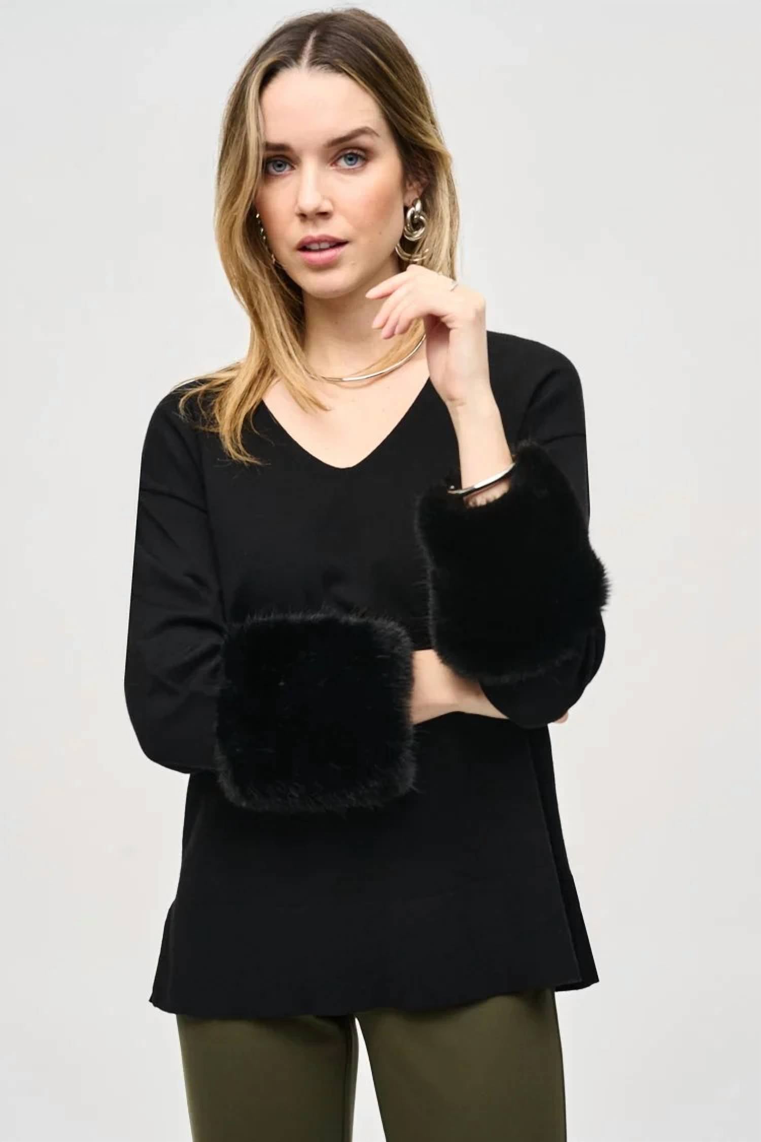 Joseph Ribkoff - Sansa Sweater Knit Faux Fur Cuffs Tunic