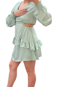 Peach Love - Ruffled Cut Out Mini Dress