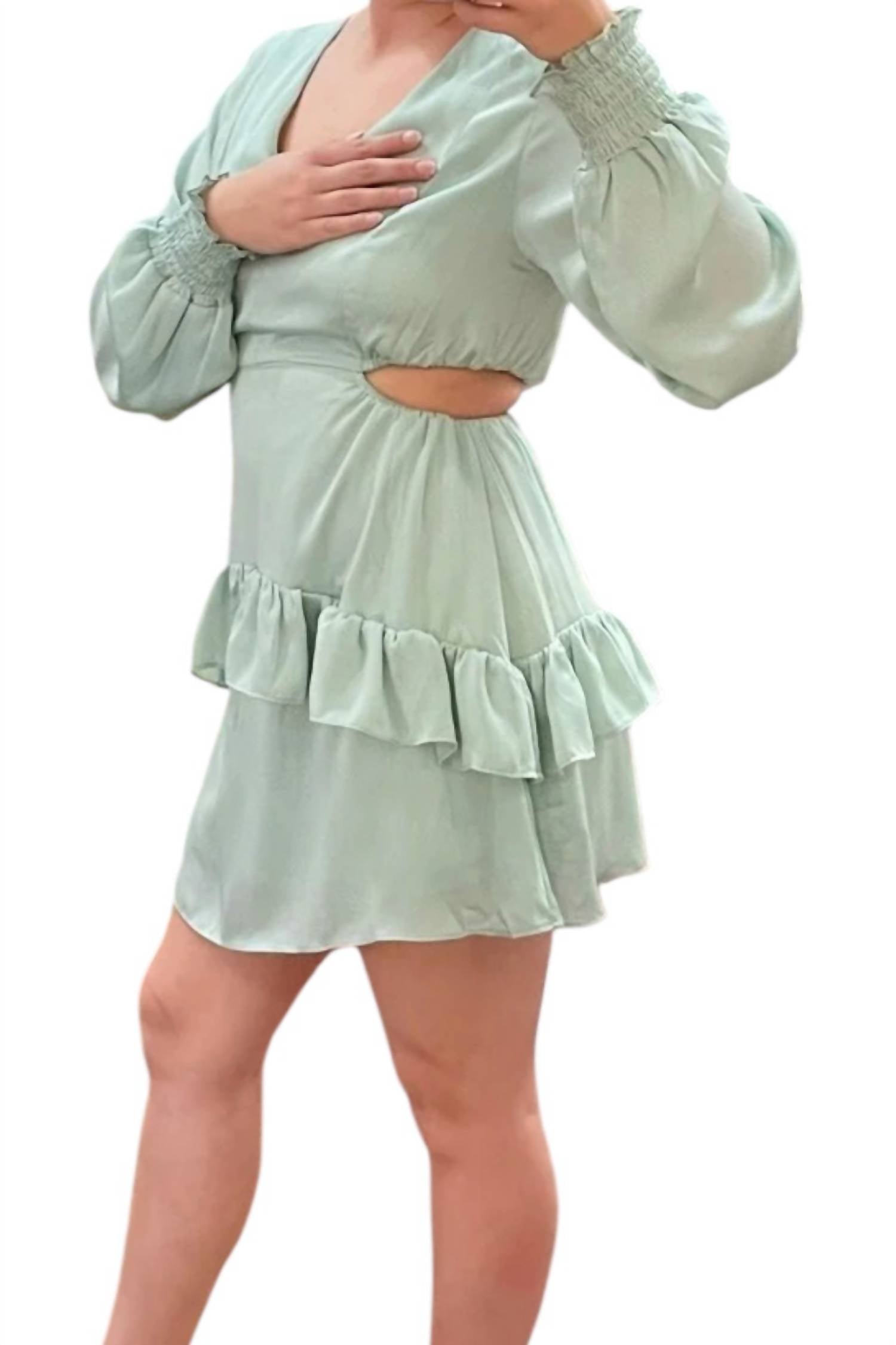 Peach Love - Ruffled Cut Out Mini Dress