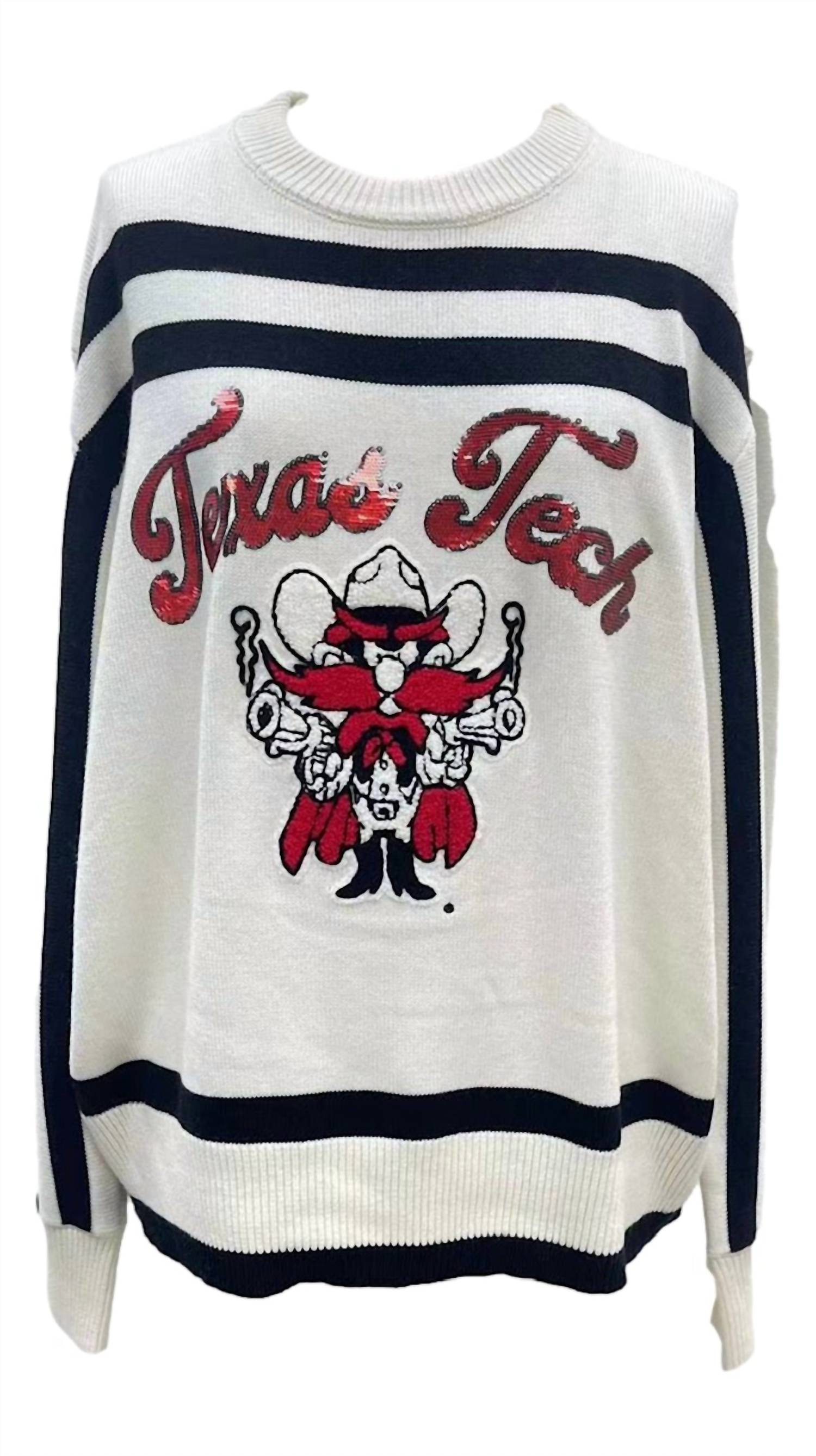 QUEEN OF SPARKLES Texas Tech Long Sleeve Sweater in white - women's sweater - view 4