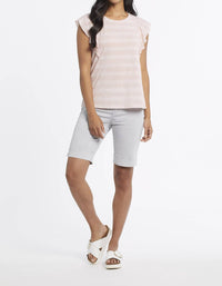 Tribal - Audrey Soft Denim Pull on Bermuda Slit Edge Shorts