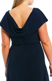 Alex Evenings - Matte Jersey Pleated Embellished Side Detail Long Gown