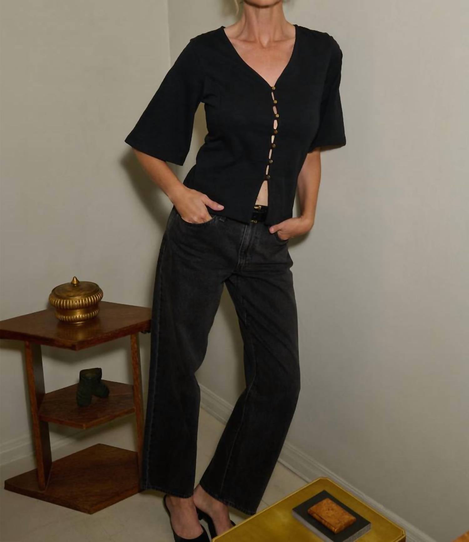 Nation LTD Gisela Half Sleeve Top in jet black 1 - women's blouse - view 5