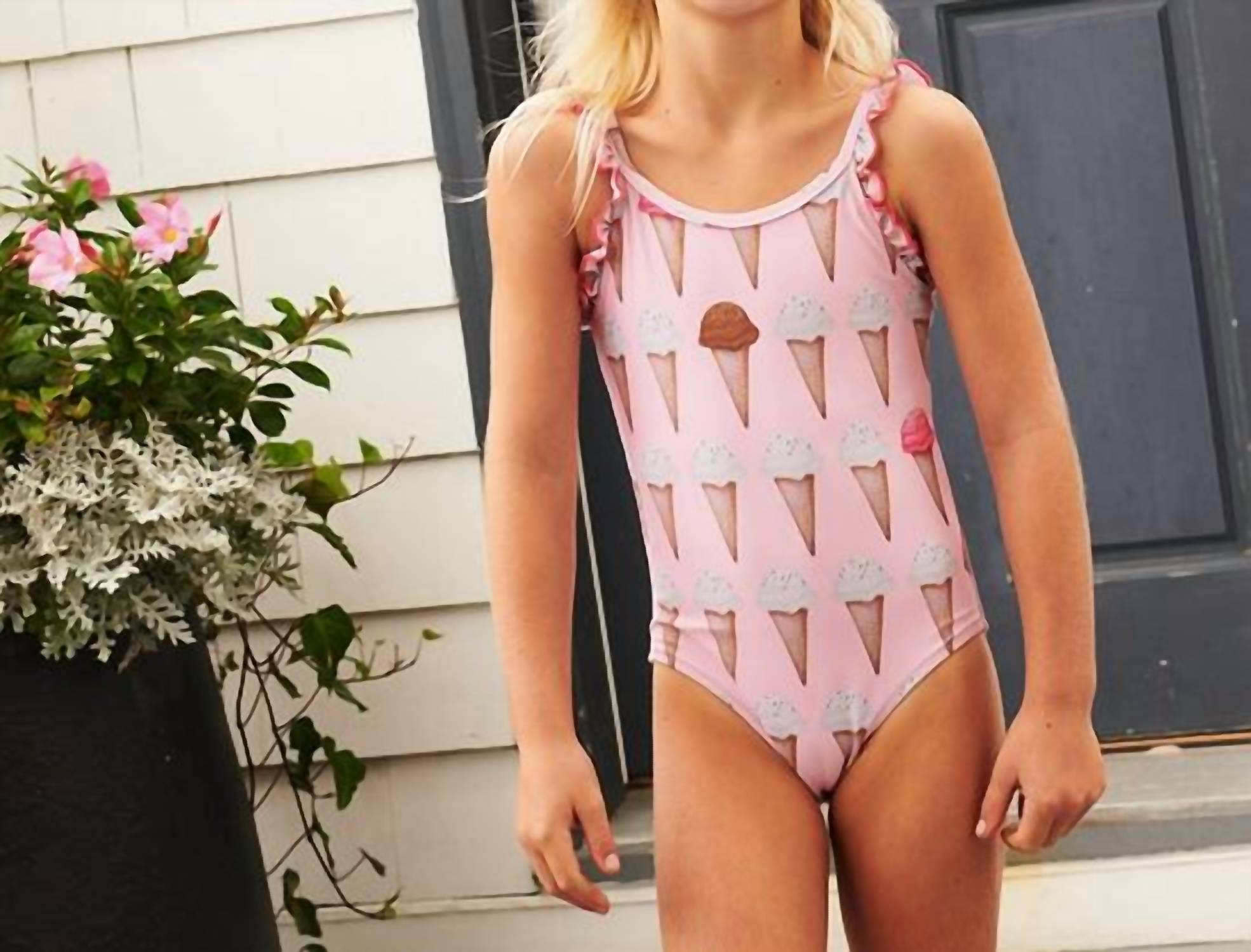 PINK CHICKEN Claire Swimsuit in neapolitan ice cream - kids' item - detail view