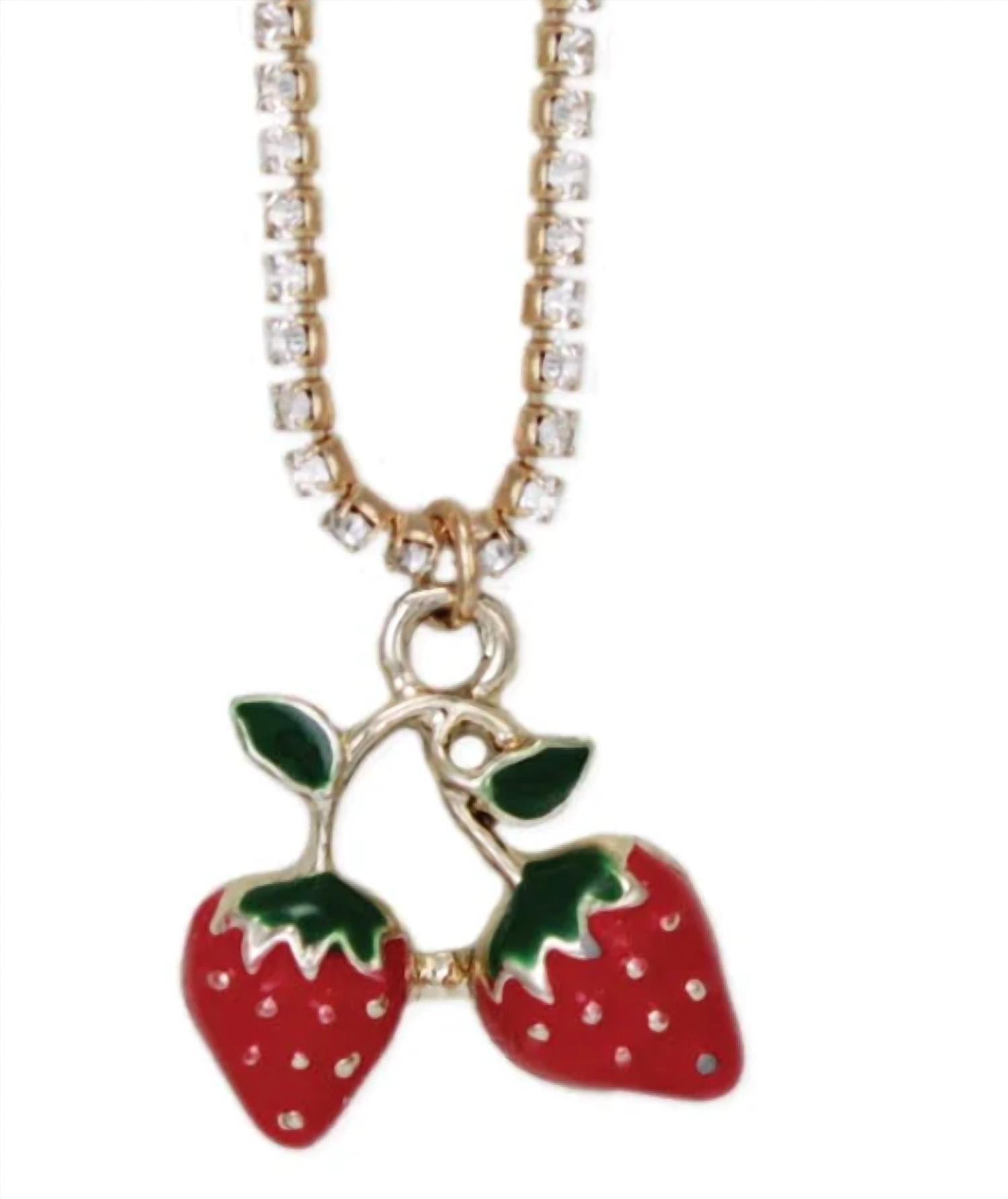 Zad - Women's Strawberry Crystal Charm Necklace