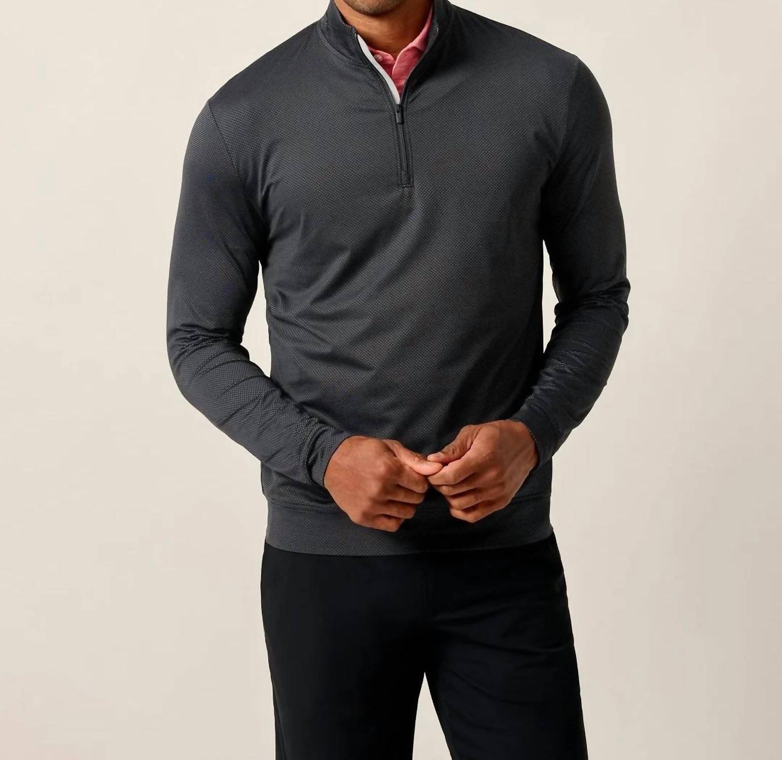JOHNNIE-O Jamie 1/4 Zip Pullover Sweater in black seal - men's sweater