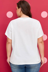 Dear Lover - Leopard Bow Embroidered Patch Casual T Shirt - Plus