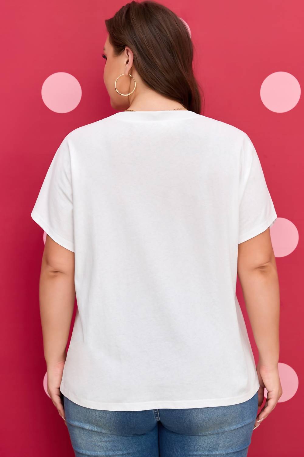 Dear Lover - Leopard Bow Embroidered Patch Casual T Shirt - Plus