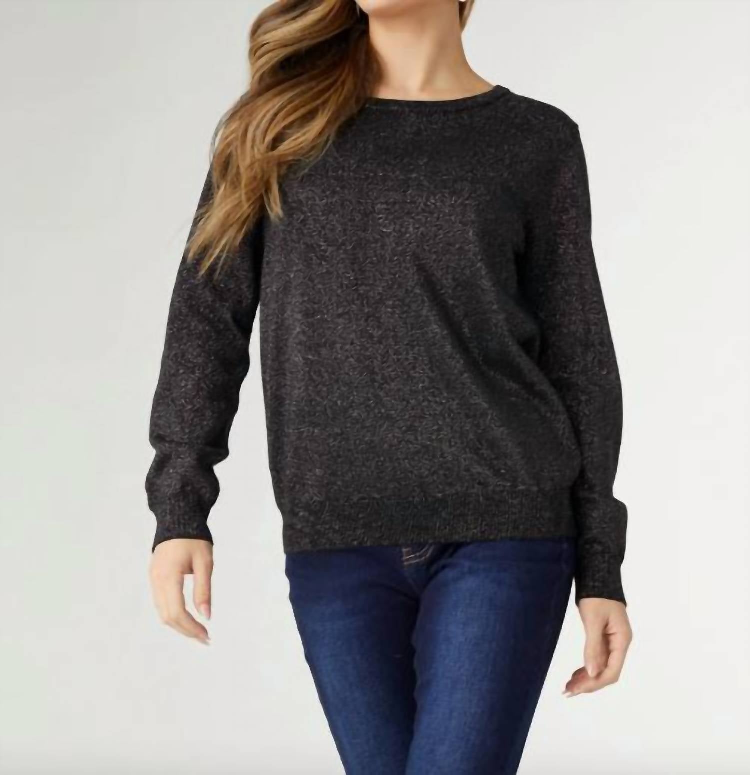 COCO + CARMEN Glarus Top With Lurex And Keyhole Detail in black - women's long sleeve top