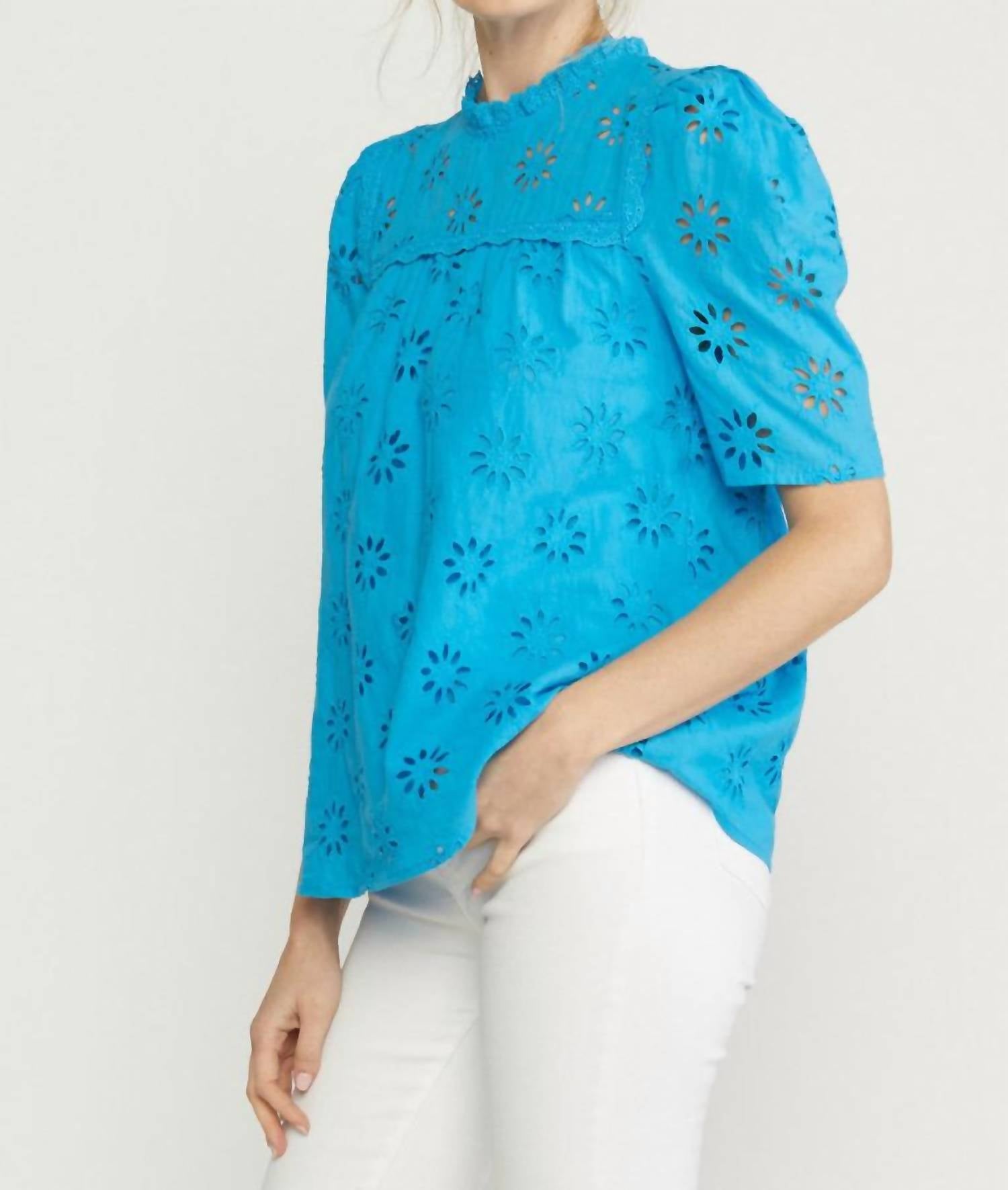 Entro - Solid Girl Eyelet Top