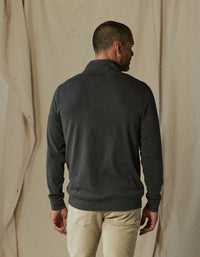 The Normal Brand Puremeso Weekend Quarterzip Sweatshirt in charcoal - men's shirt - detail view