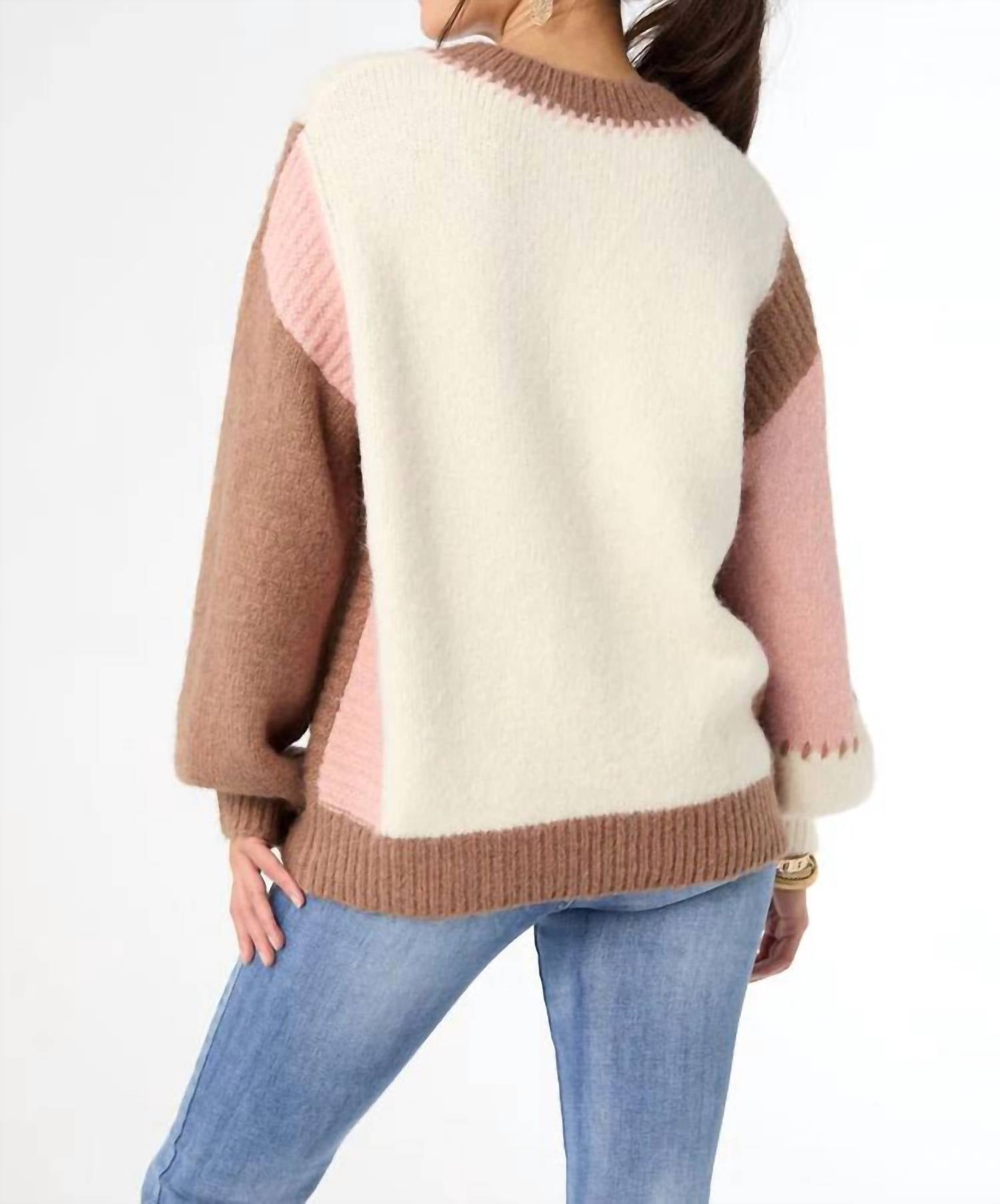Coco + Carmen - Dolores Contrast Sleeves V-neck Sweater