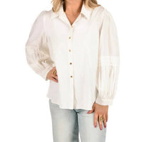 Emily McCarthy Long Sleeve Oxford Shirt in white - women's shirt