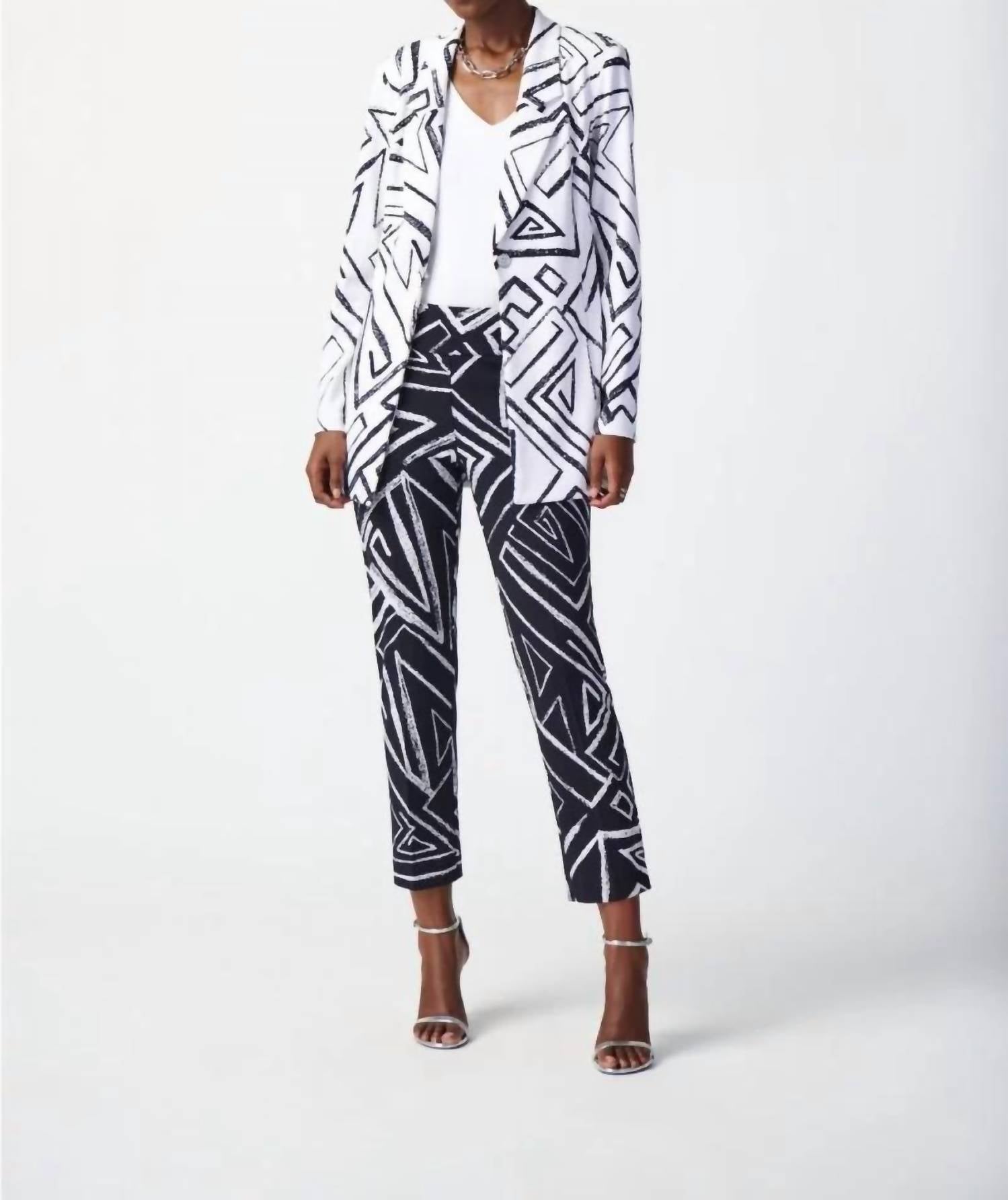 Joseph Ribkoff - Abstract Print Cropped Trousers