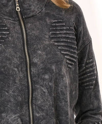 Angel Apparel Zip Up Heart Jacket in charcoal - women's jacket - detail view