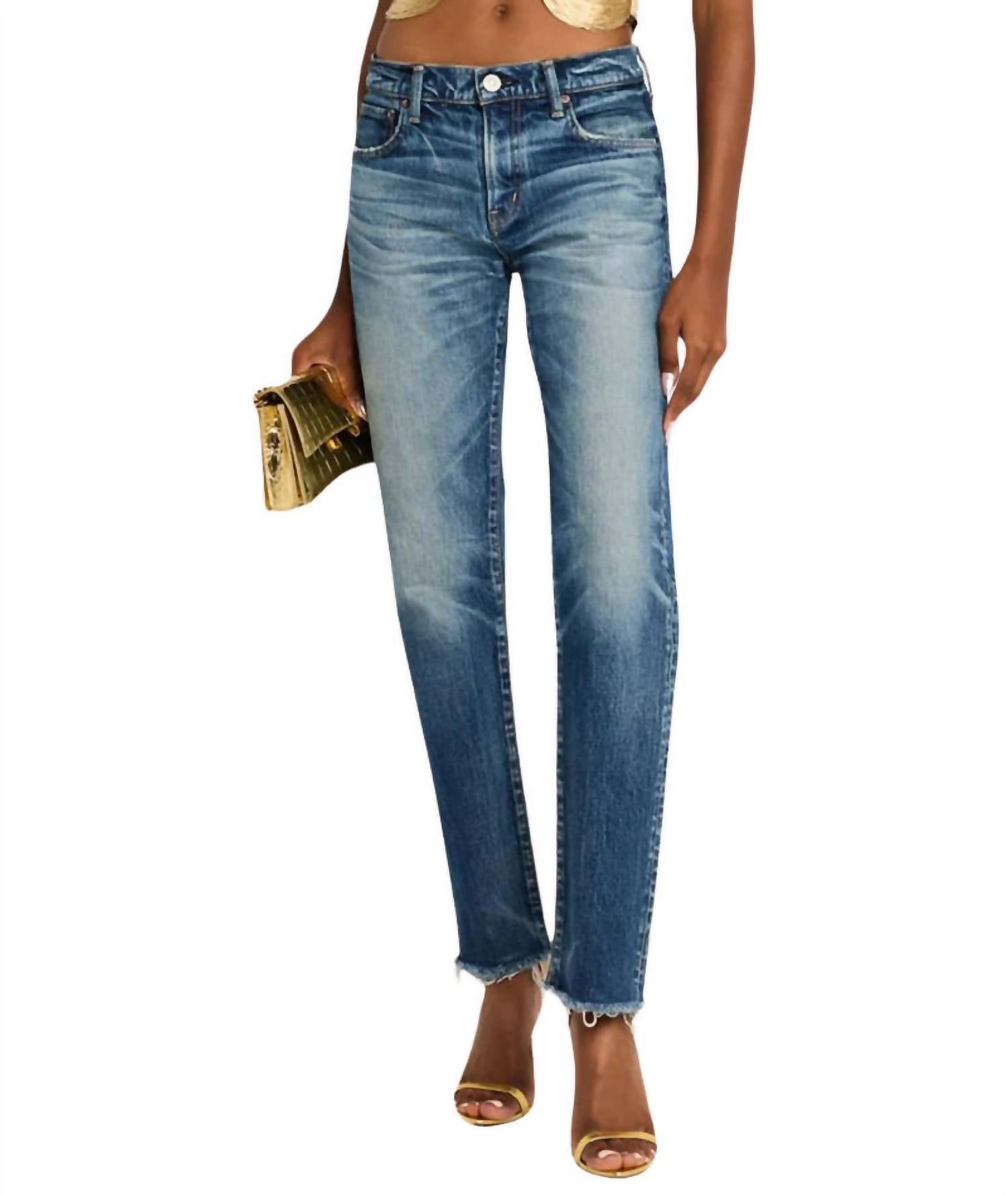 Moussy Florahome Slim Straight Jeans in blue - women's jeans