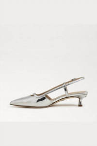Sam Edelman Women's Toni Slingback Kitten Heel in soft silver metallic - women's heels - alternate view