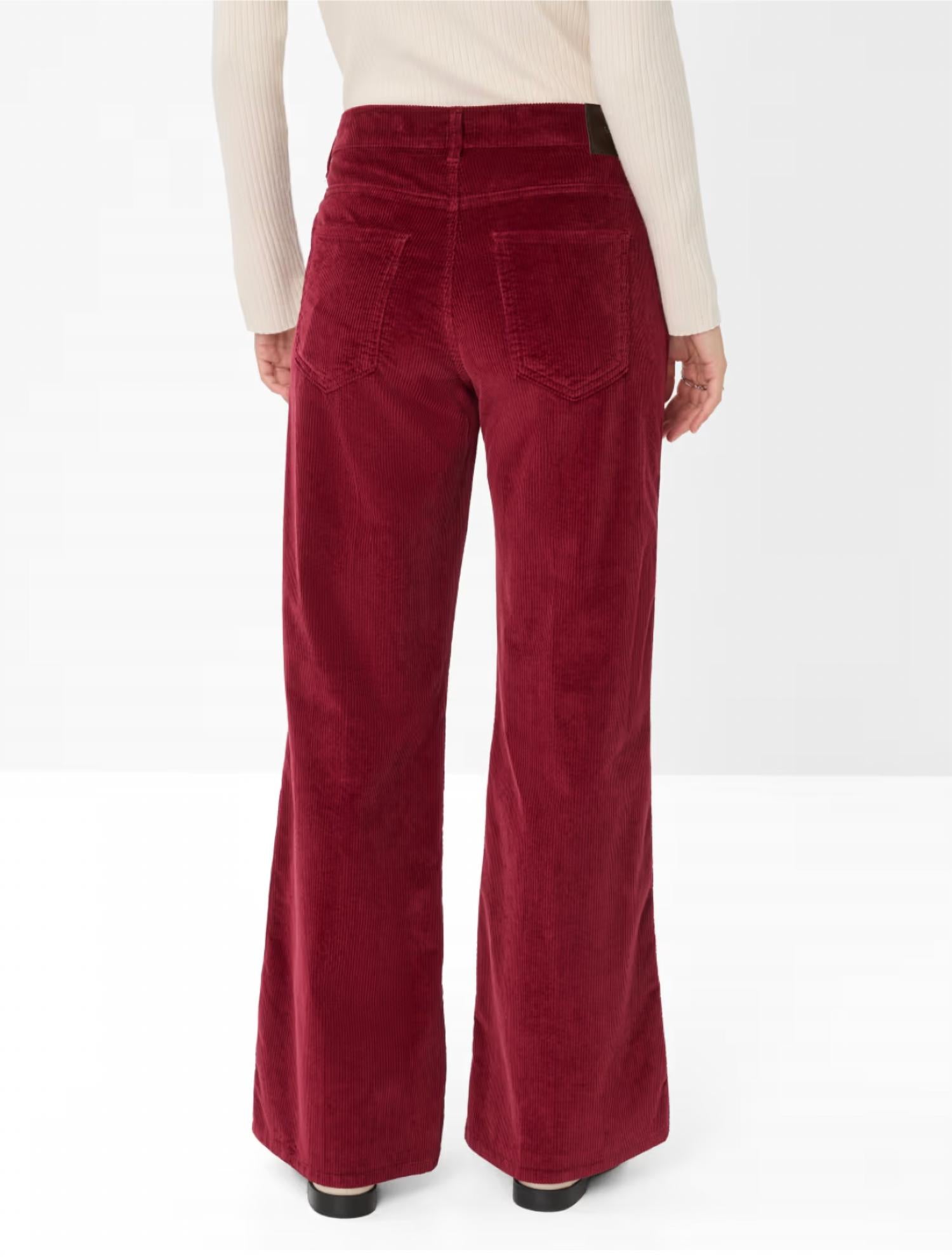 Brax Corduroy Wide Leg Palazzo Pants in mulberry - women's pants - detail view