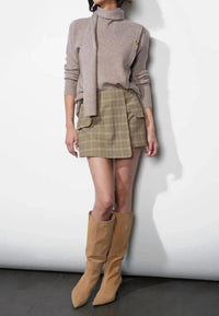 Greylin - Acacia Scarf Neck Asymmetric Button Up Sweater