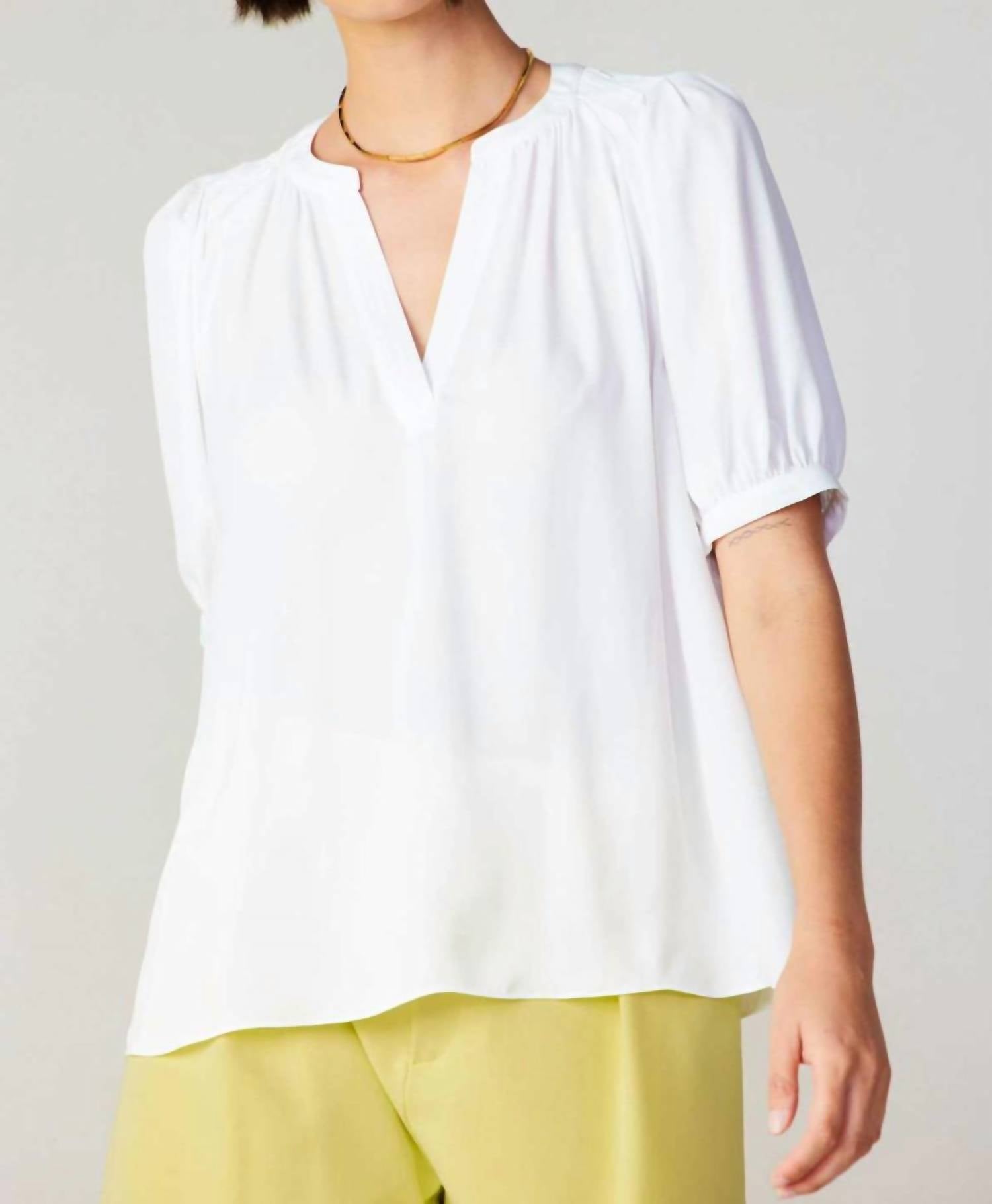 Current Air - Adriana Split Neck Short Sleeve Blouse