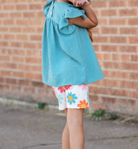 Adorable Sweetness - Girls Retro Happy Flower Spring Summer Short Set