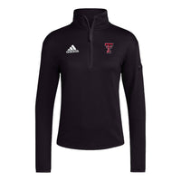 adidas Ladies' Texas Tech Long Sleeve Quarter-zip Knit Jacket in black - women's top