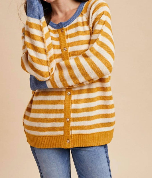 Anniewear - Striped Ribbed Cardigan