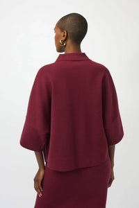 Joseph Ribkoff - Sweater Knit Boxy Pullover With Polo Collar