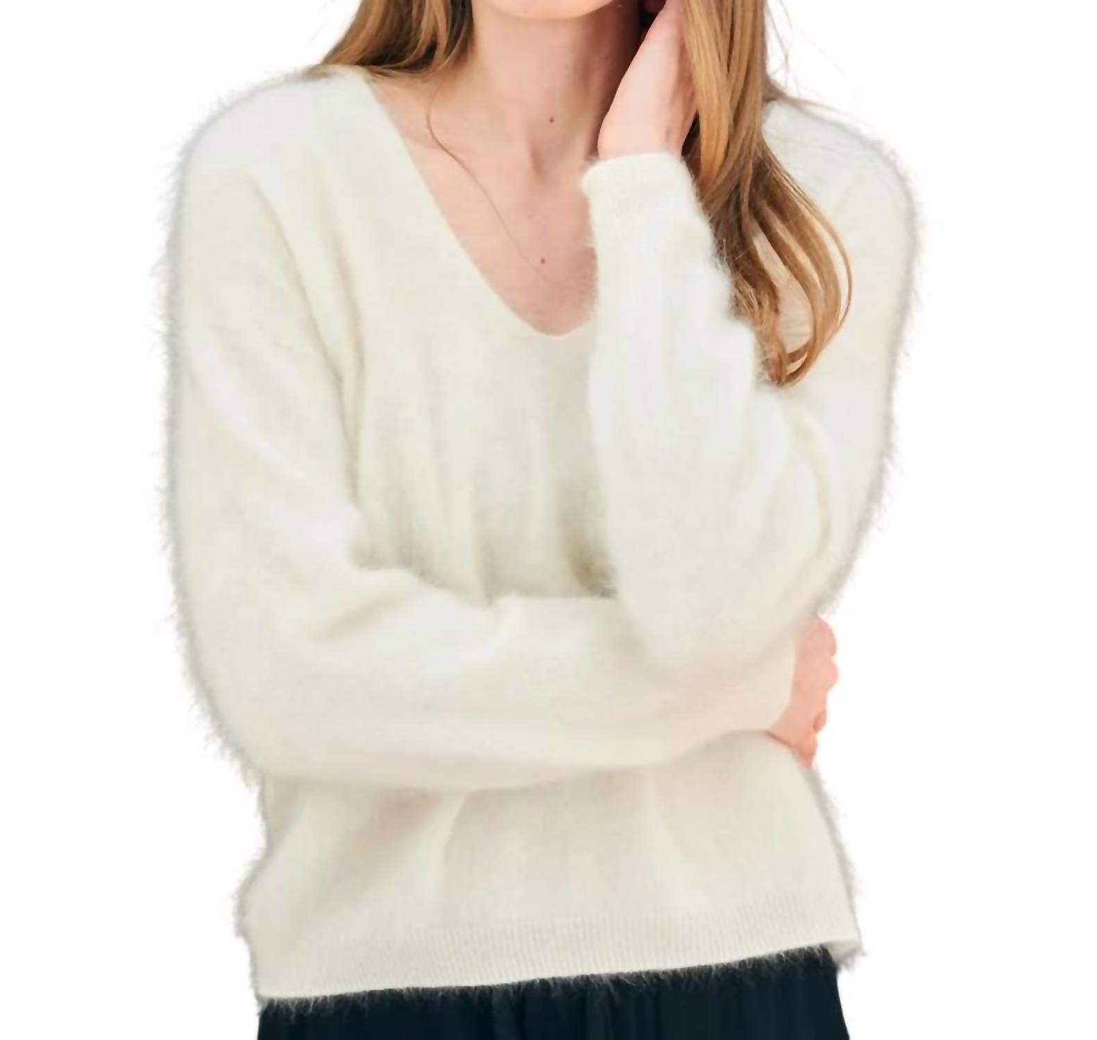 Jumper1234 - Cashmere Brushed Boxy Vee