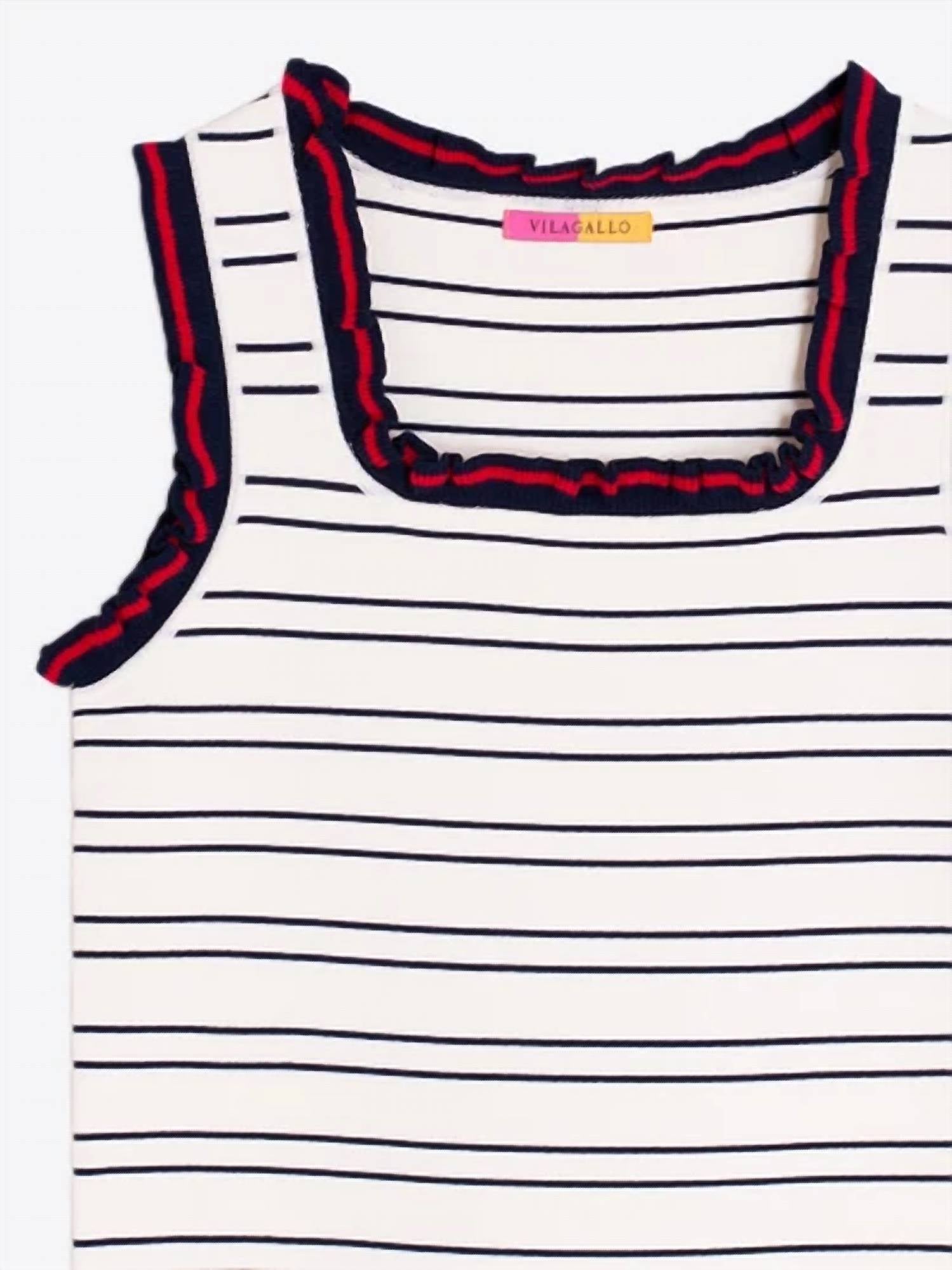 Vilagallo - Ruffled Striped Point Top