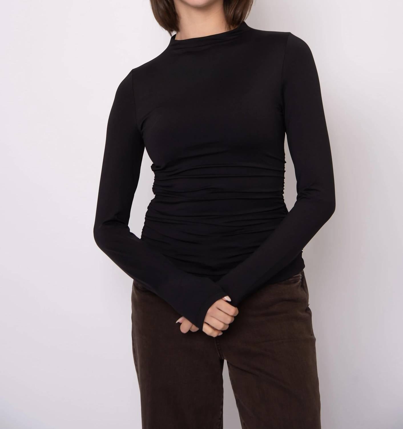 Rd Style - Funnel Neck Ruched Top