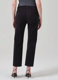 Citizens of Humanity Zurie Ankle Corduroy Jeans in cracked pepper - women's jeans - detail view