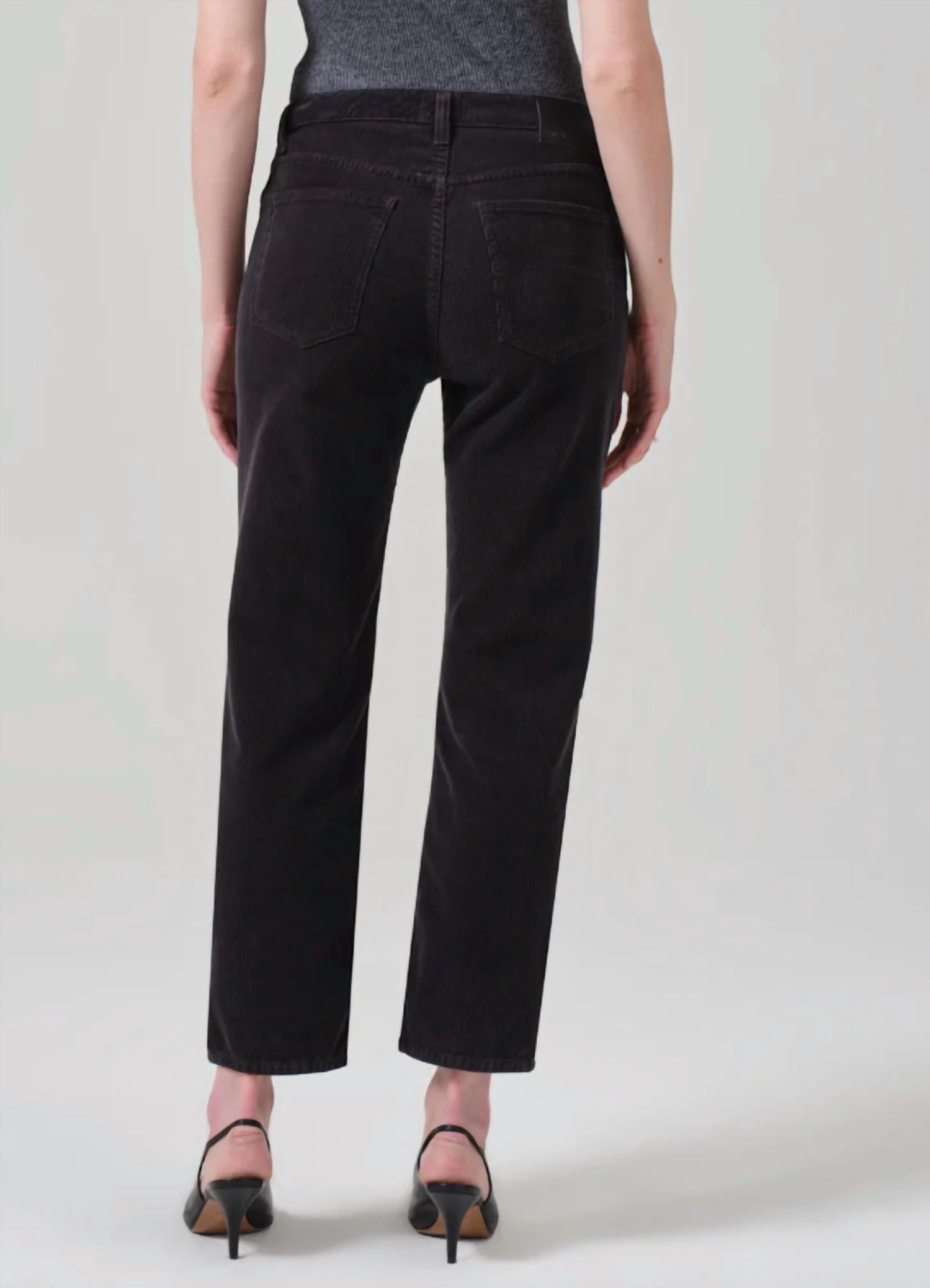 Citizens of Humanity Zurie Ankle Corduroy Jeans in cracked pepper - women's jeans - detail view