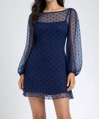Amanda Uprichard Sheer Polka Dot Mini Dress in navy - women's dress