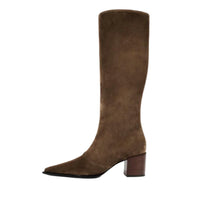 SCHUTZ Women's Raffaela Up Mid Suede Boots in root brown - women's shoe